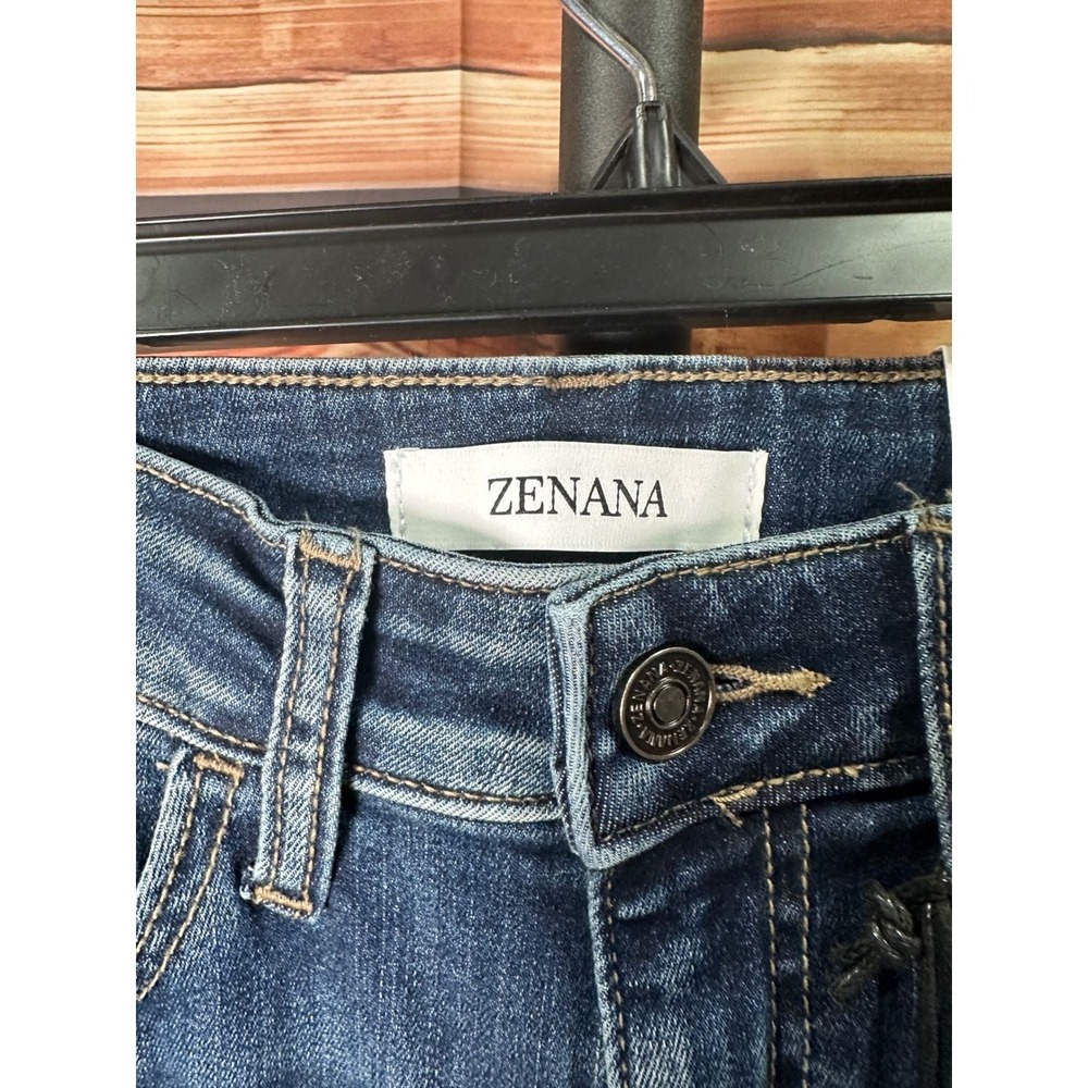 Zenana Women Dark Wash Distressed High Rise Skinny Jeans DTP-1780DD Size 29 - Picture 3 of 7